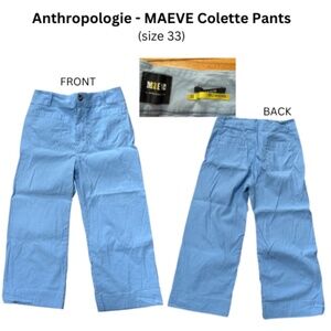 Colette Cropped Wide-Leg Pants by Maeve; Anthropologie (Blue, Size 33)